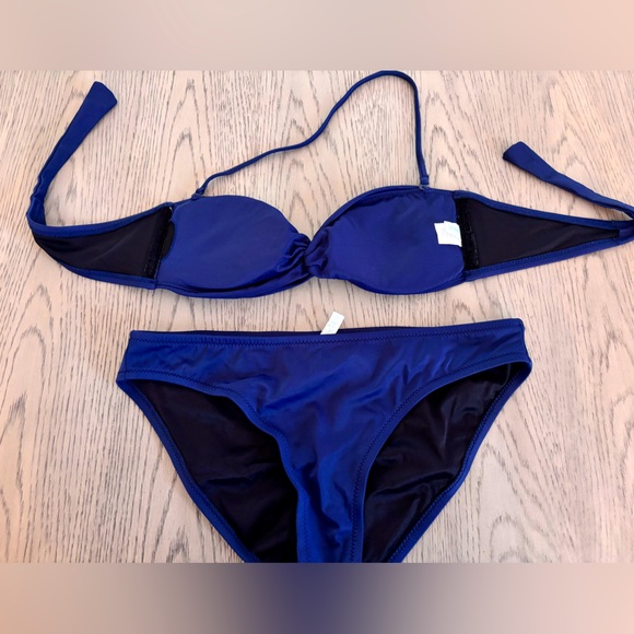 J. Crew Navy Bikini With Knot Detail At Top. Top Is A M & Bottom Is A Large. - Picture 3 of 5